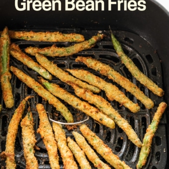 air fried green bean fries in basket