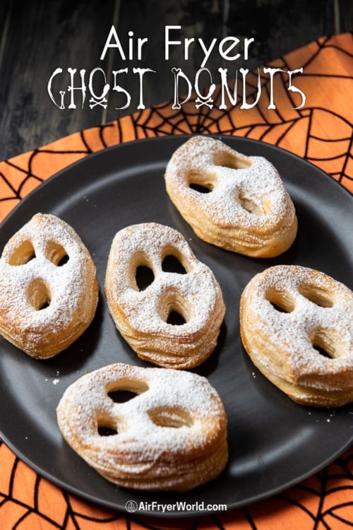 air fryer halloween donuts on plate 