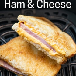 air fryer grilled ham and cheese in basket