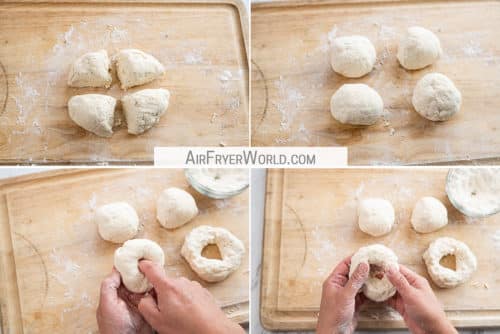 dough cut into 4 pieces 