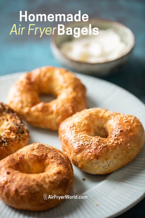 Air Fried Bagels Recipe in Air Fryer on a plate