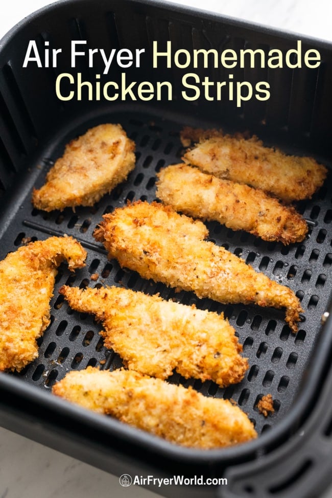 Chicken tenders strips in air fryer basket