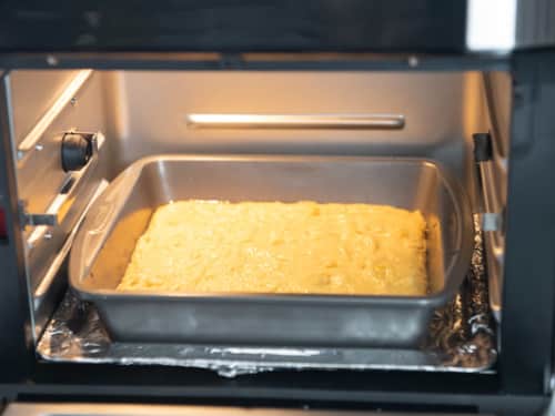 Corn bread cooking in the air fryer
