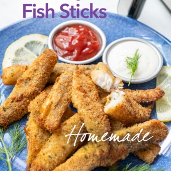 plate of air fryer fish sticks