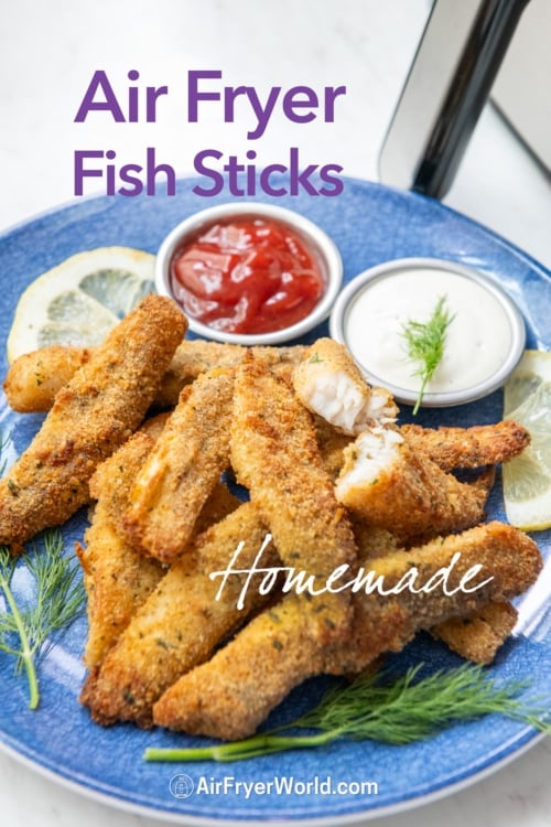 plate of air fryer fish sticks 