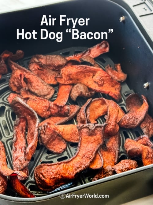 crispy hot dog bacon in the air fryer basket