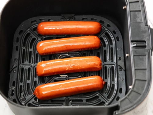 Hot link in air fryer basket