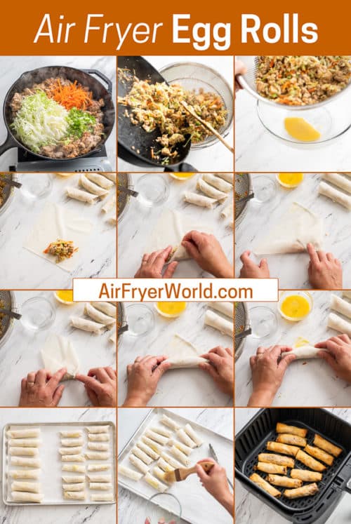 Easy Air Fried Chicken Egg Rolls Recipe in the Air Fryer step by step photos