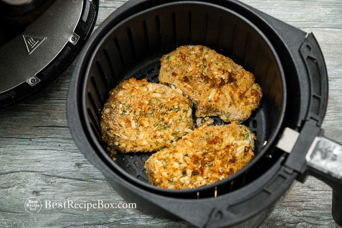 Cooked pork chop in air fryer