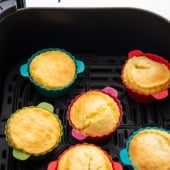 Air Fryer Jiffy Corn Muffins in basket