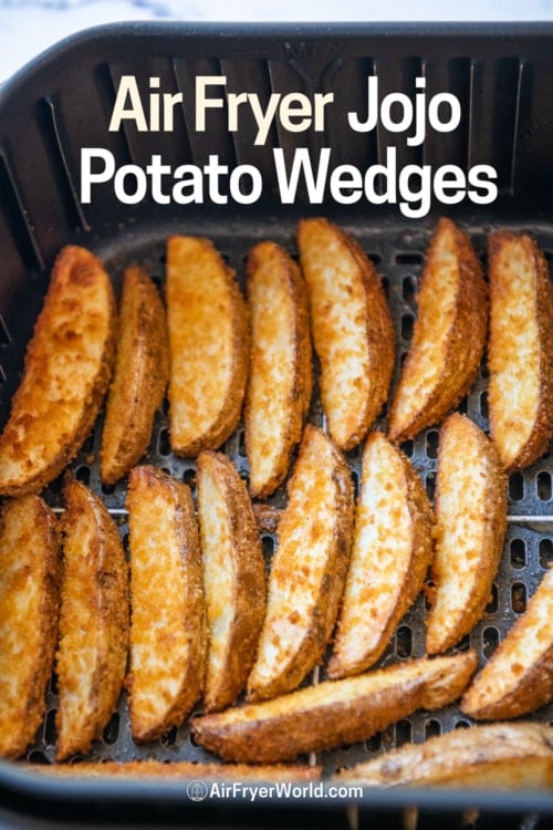 Air Fryer JoJo potato wedges in basket 