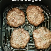 air fryer lamb burgers patties in basket