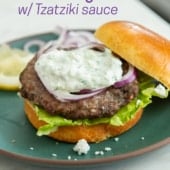 Air Fryer Lamb Burgers with Tzatziki Sauce