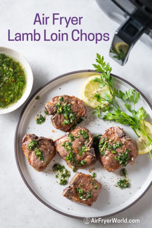 Air Fryer Lamb Loin Chops Recipe on a plate