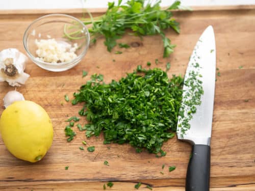 Chopped parsley for chimichurri sauce