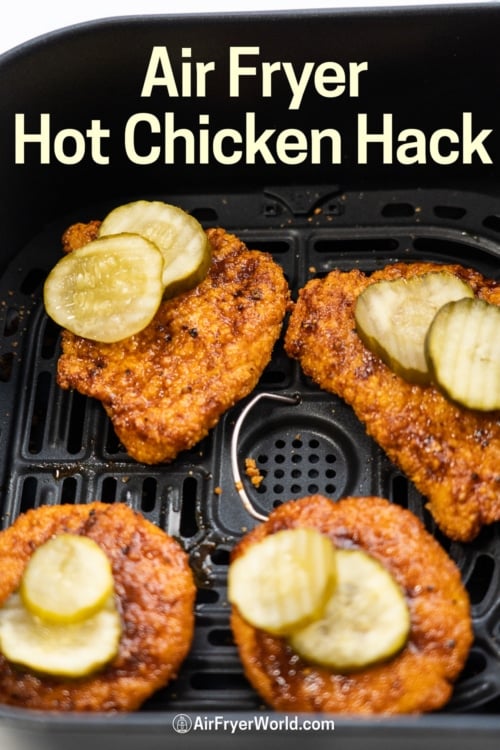 air fryer hot chicken in basket 