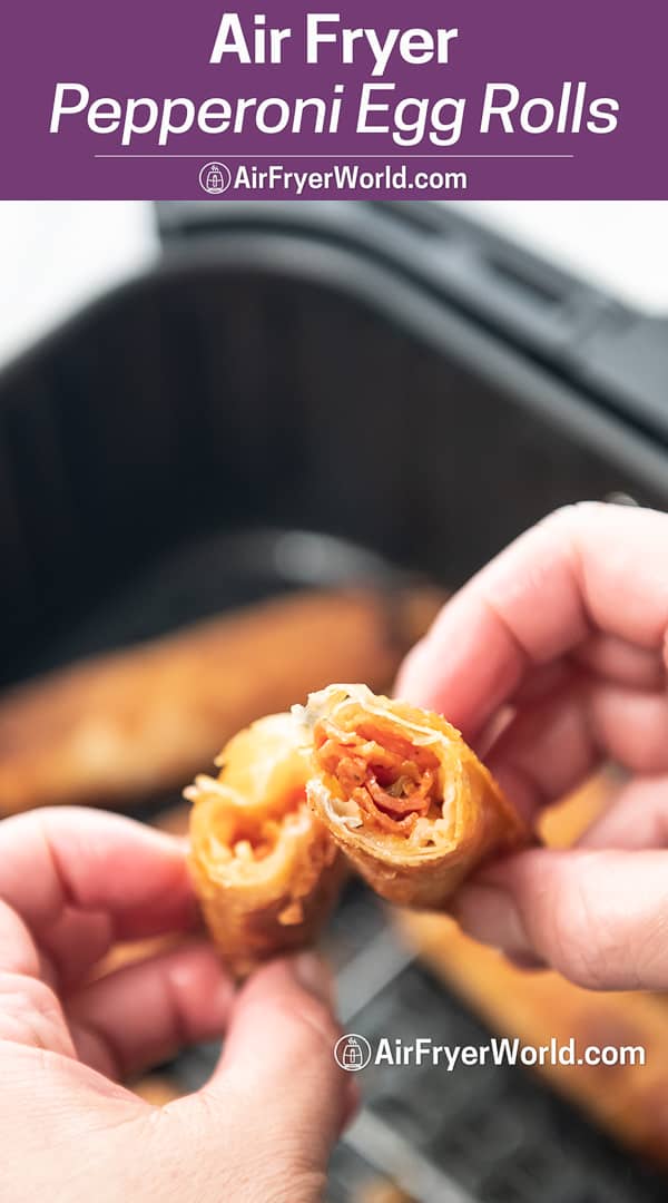 Air Fryer Pepperoni Egg Rolls being held