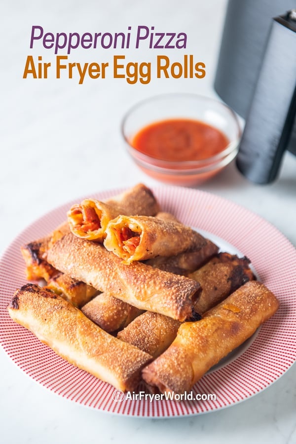 Air Fryer Pepperoni Egg Rolls on a plate