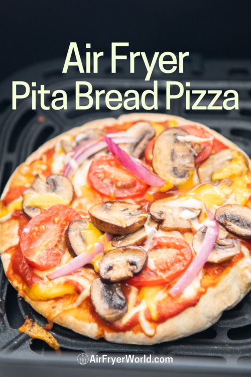 air fryer pita pizza in basket 