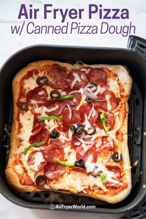 Air Fryer Pizza in basket 