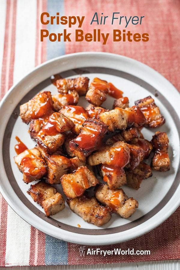 Air Fryer Pork Belly Bites on a plate