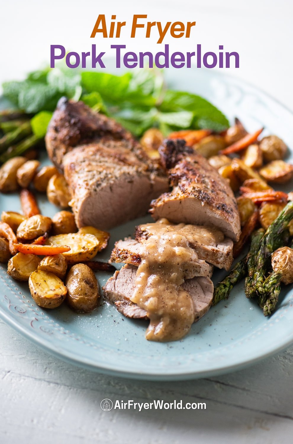 Breaded pork tenderloin in air outlet fryer