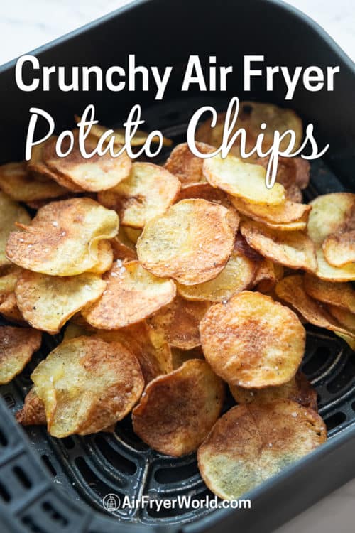 batch of crispy potato crisps in basket 