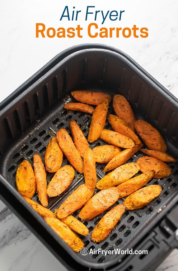 Healthy Air Fried Carrots Recipe in Air Fryer in a basket