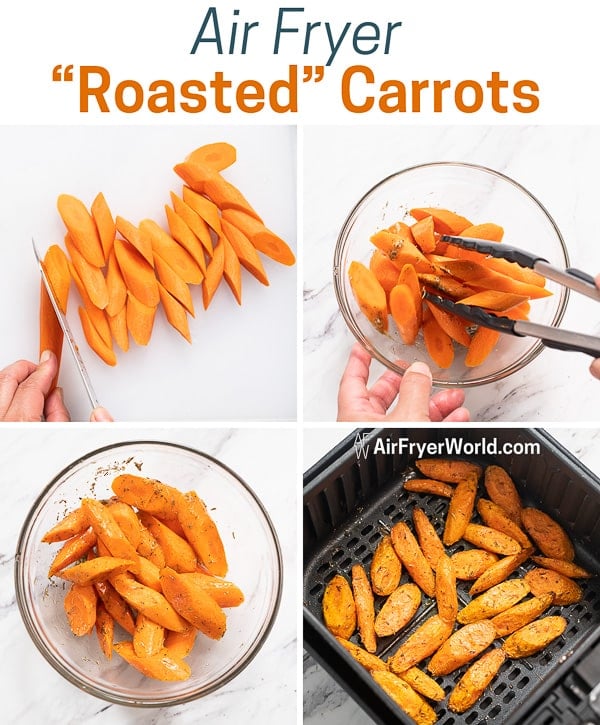 Healthy Air Fried Carrots Recipe in Air Fryer step by step photos
