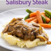 air fryer salisbury steak recipe on plate