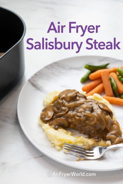 air fried salisbury steak patty on mashed potatoes 