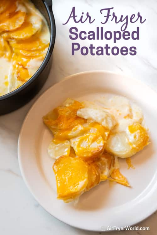 Air Fryer scalloped potatoes on plate 