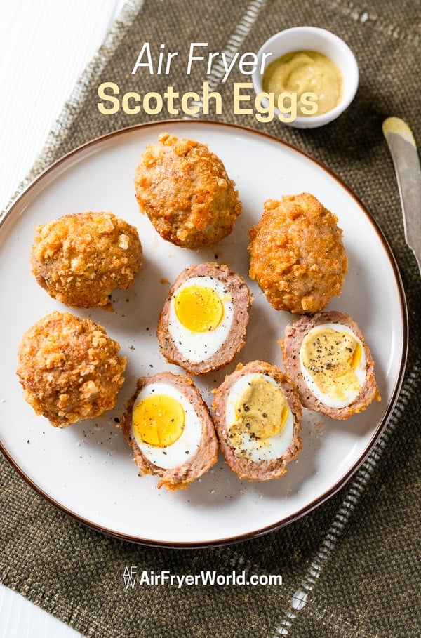 Air Fryer Scotch Eggs Recipe on a plate