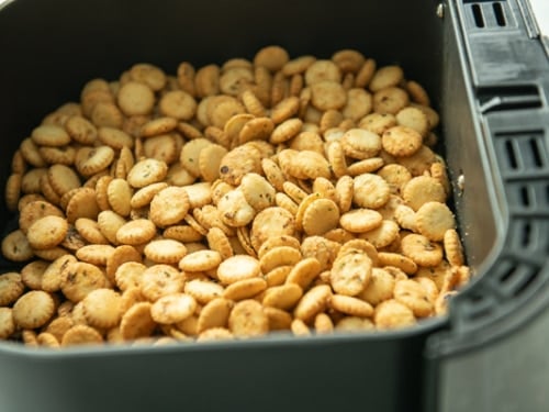 Golden seasoned crackers in air fryer