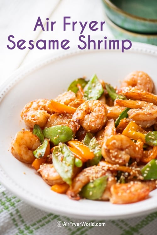 air fryer sesame shrimp on plate 