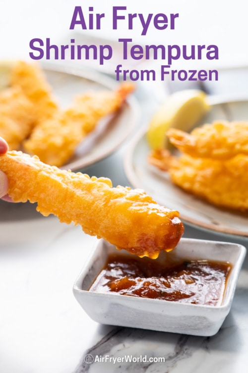 air fryer frozen shrimp tempura dipping in sauce 