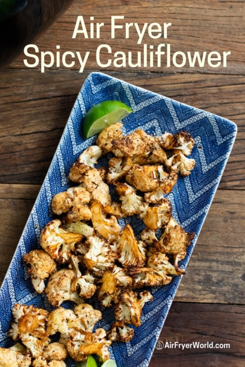 air fryer spicy cauliflower on plate 