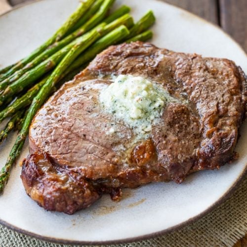 Easy Air Fryer Rib Eye Steak - always use butter