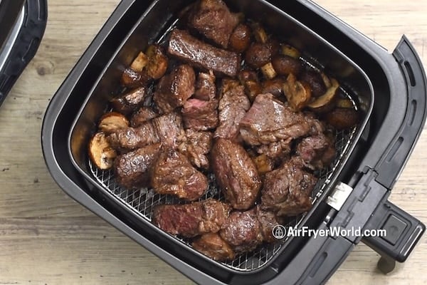 Nearly cooked steak bites