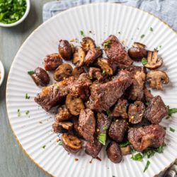 Air Fryer Steak Bites w Mushrooms | AirFryerWorld