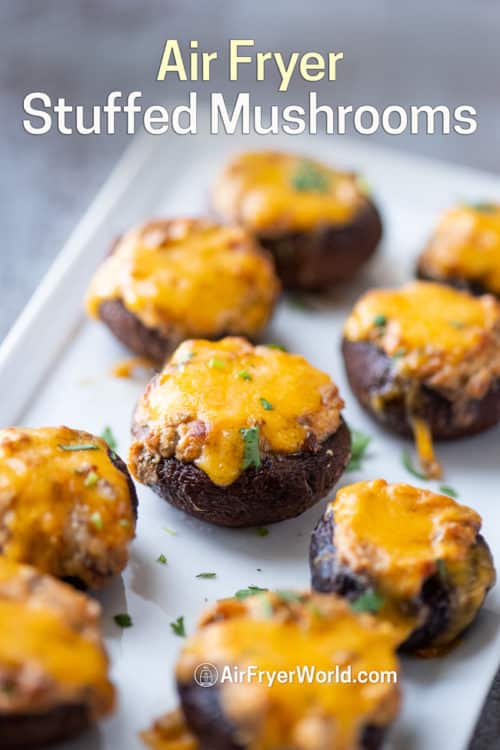 Air Fryer Stuffed Mushrooms on a plate