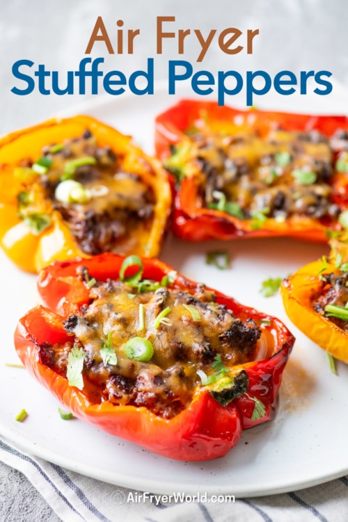 air fryer stuffed peppers on plate
