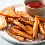 How to make air fried sweet potato fries | AirFryerWorld.com
