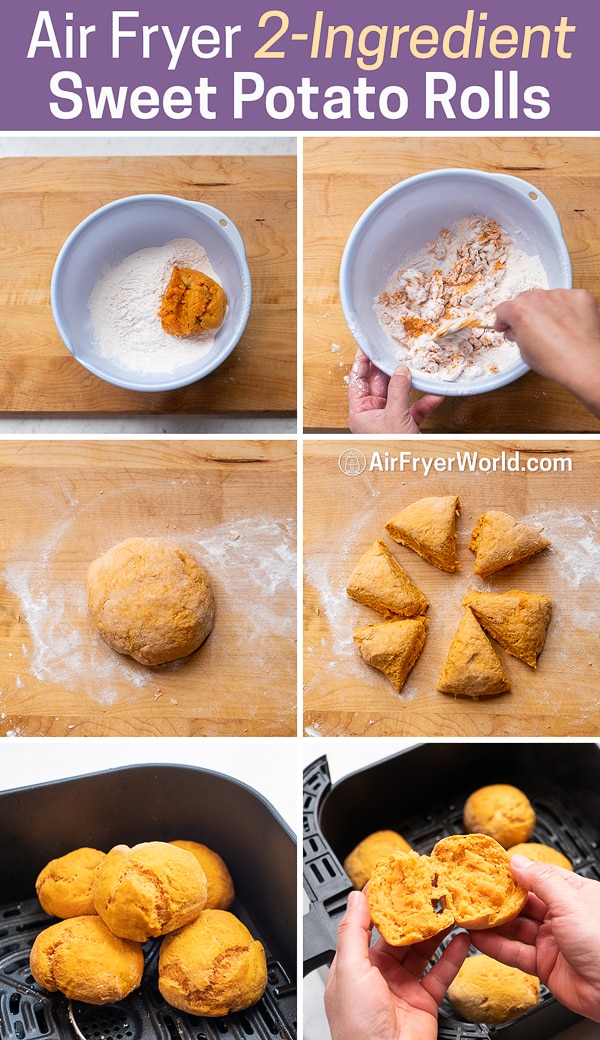Air Fryer Sweet Potato Rolls Recipe for Buns, Bread with No Yeast step by step photos