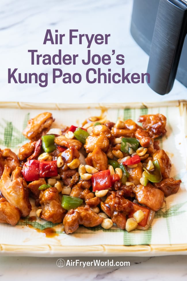 Air Fryer Frozen Trader Joes Kung Pao Chicken on plate 