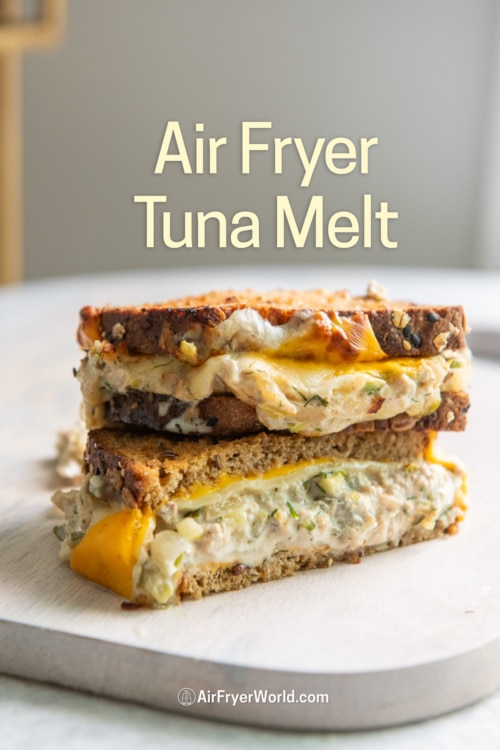 plated air fryer tuna melt sandwich