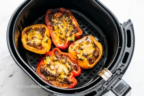 Cooked stuffed peppers in air fryer