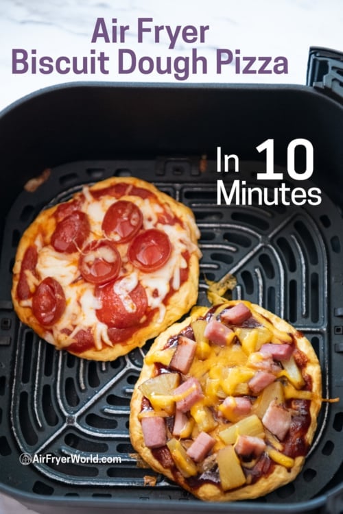 Air Fryer Pizza in basket 