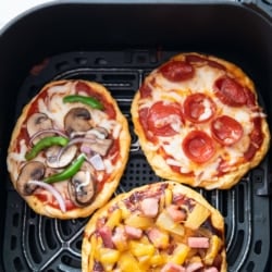 Air Fryer biscuit Pizza in basket