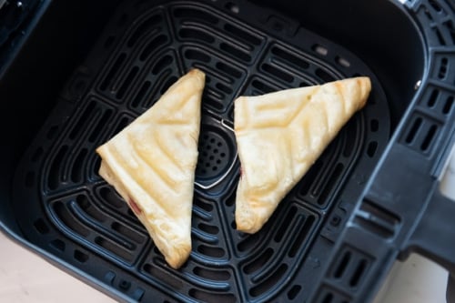 Flipped over turnovers in air fryer basket